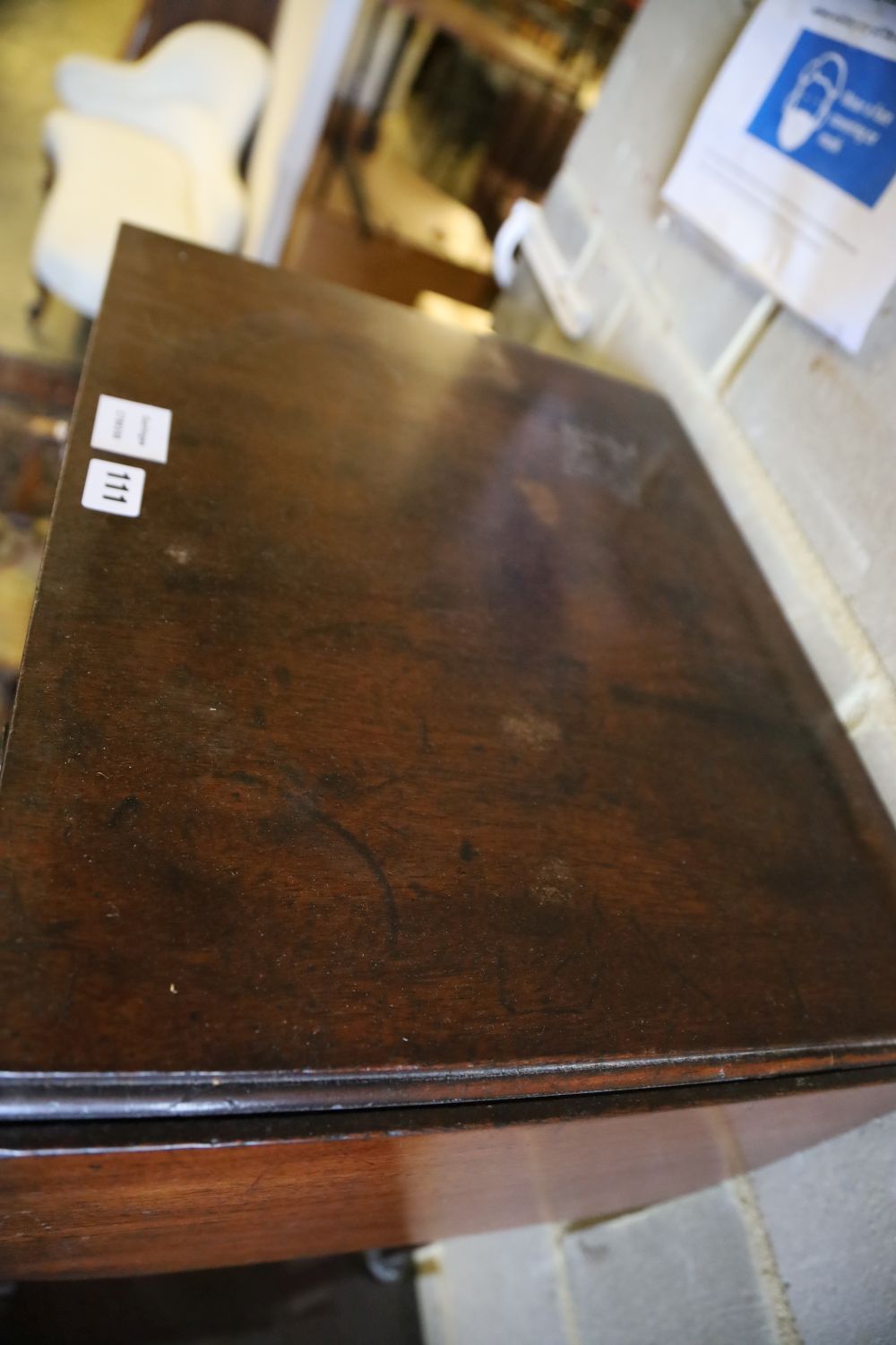A drop flap table, width 52cm depth 41cm height 71cm
